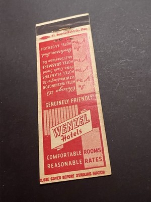 Vintage Matchbook  Wenzel Hotels 
