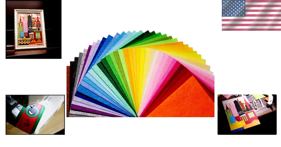 42Pcs Multicolor Felt Fabric Sheets 6x6in DIY Craft Sewing Projects Kids - Image 2 of 4