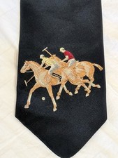 Polo by Ralph Lauren Mens Silk Tie Large Equestrian Players Horses Vintage Italy