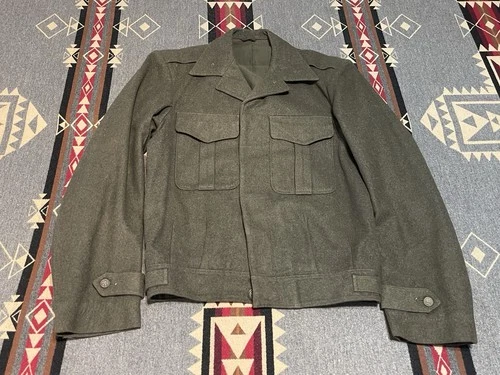 Vtg 1940s WWII Wool Ike Army Field Jacket Uniform Military Green Men's S 40”