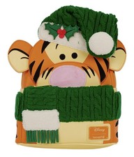 Loungefly Disney Tigger 2026 Holiday Mini Backpack w/ Green Scarf Santa Hat NWT