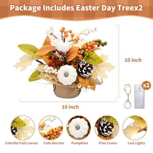 Herbstdeko Herbstdeko für Zuhause 2er Pack leuchtender künstlicher Kürbis und - Bild 5 von 7