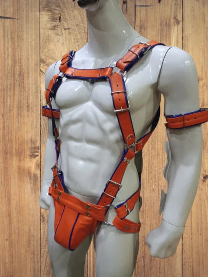 Men’s Bold Leather Harness Set Jockstrap Set Includes Jockstrap Side Straps - Image 3 of 4