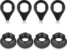 Bicycle Hub Nut Kit 3/8" Flange Axle Nuts + Safety Washers Black 8pc