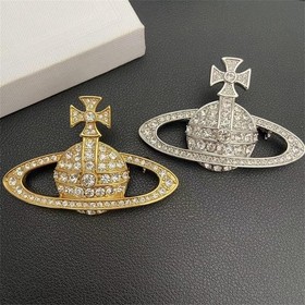 Saturn Planet Brooch Pin for Women Ladies Dainty Rhinestone Star Lapel Pin Cubic