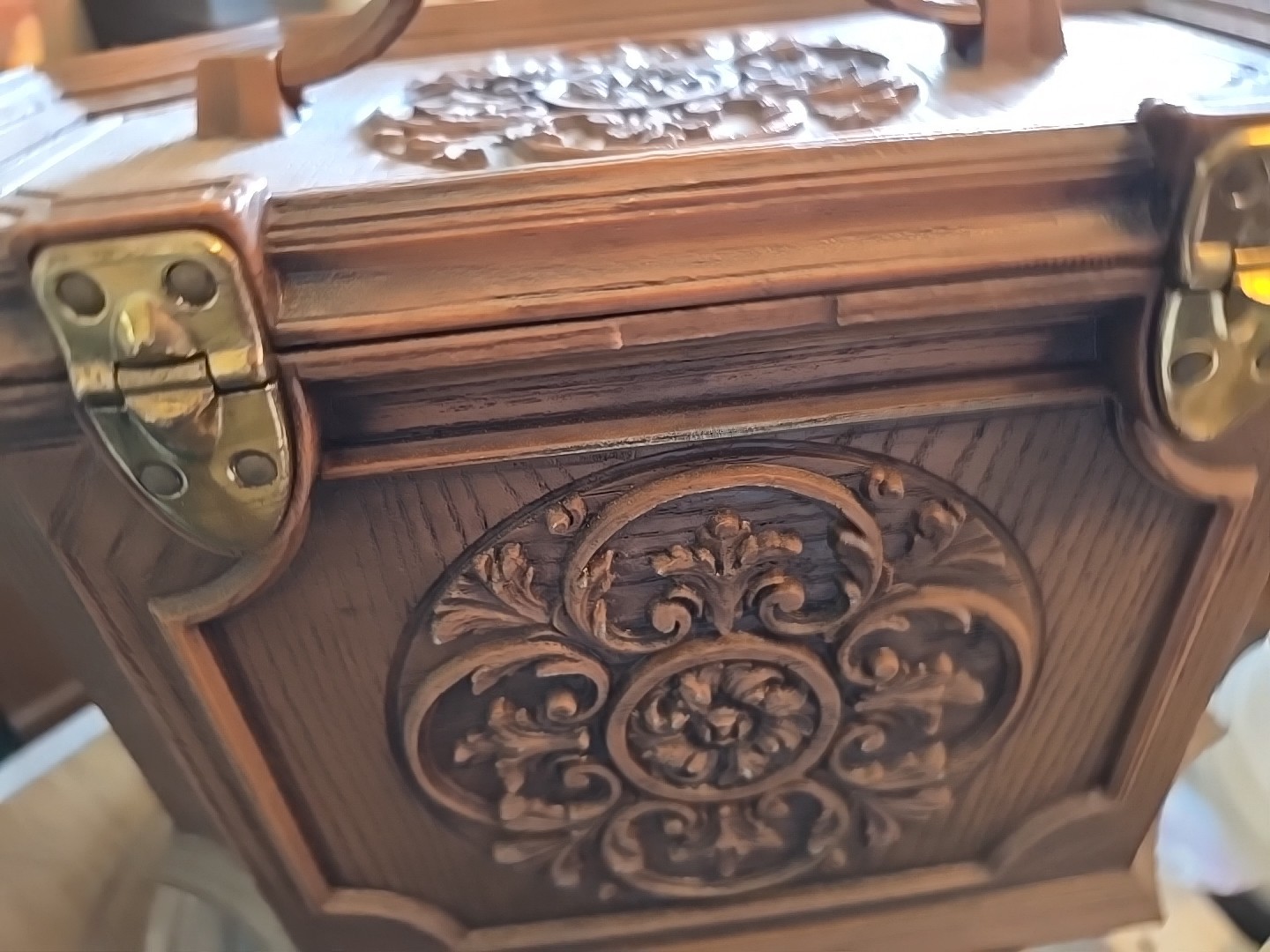 Vintage MCM Max Klein Faux Wood Sewing Box Hinged Lid Tray Insert USA Made