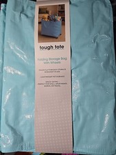Teal Tough Tote Flat Foldabe Storage Bag W/ Wheels Handles Lightweight Durable