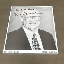 Ernie Harwell Autographed Detroit Tigers Team Issued 8x10 “To Mark” MLB BB1