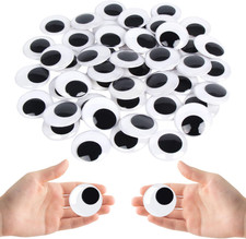 2 Inches Googly Eyes for Crafts,Large Black round Plastic Wiggle Eyes with Self-