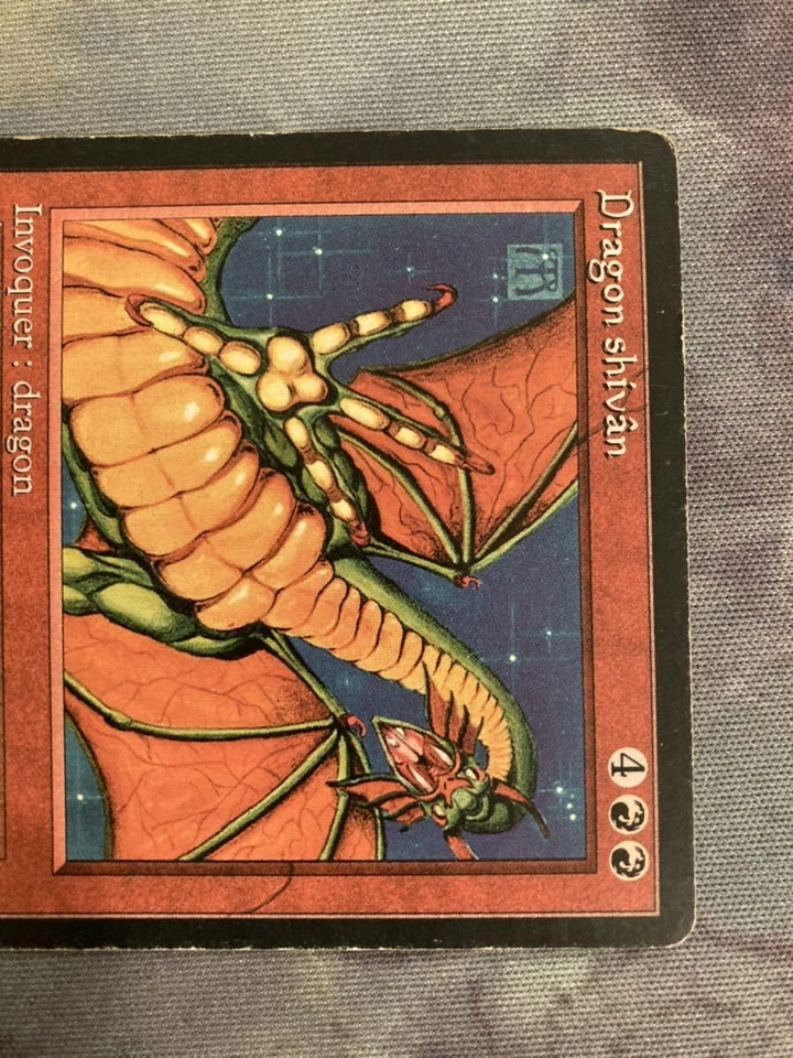 FBB Dragon of Mount Shiv French MTG Revised 3ED Black Frame Plaid Old Condition - Image 2 of 4