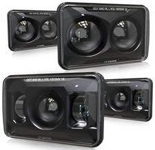 4x6 Inch LED Headlights for Kenworth T800 T600 Peterbilt 379, 60W Black