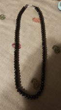 Vtg BLACK SPINEL Faceted NECKLACE Sterling Silver Double Clasp V3 Jewelers 20