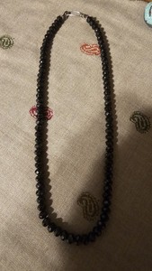 Vtg BLACK SPINEL Faceted NECKLACE Sterling Silver Double Clasp V3 Jewelers 20"