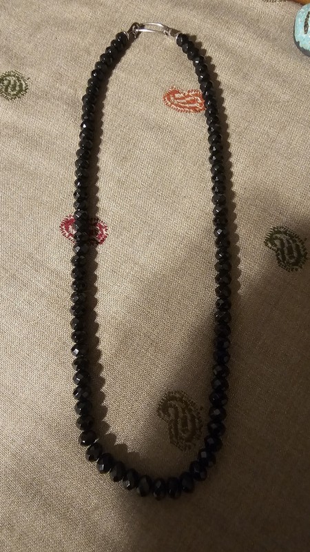 Vtg BLACK SPINEL Faceted NECKLACE Sterling Silver Double Clasp V3 Jewelers 20"