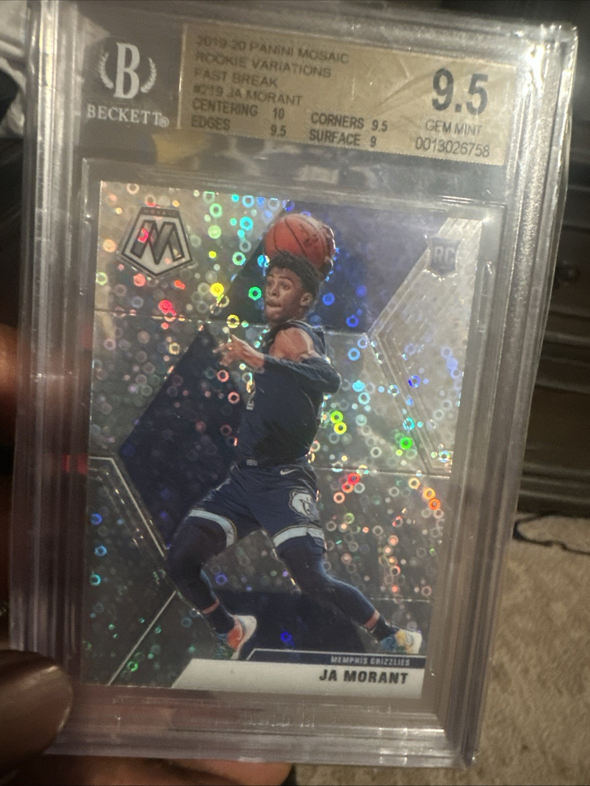 2019-20 Panini Mosaic - Rookie Image Variation Ja Morant #219 Fast Break Silver