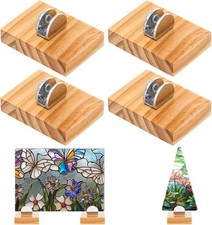 4 Pcs Mini Wood Adjustable Glass Display Stan...