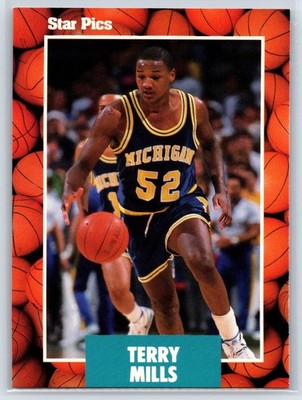 1990 Star Pics Terry Mills Rookie Michigan Wolverines RC #44