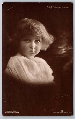 Princess Ileana of Romania Child Portrait RPPC Postcard Bucharest Mandy