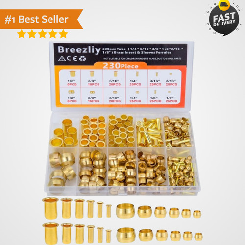 230 pcs Compression Fittings Assortment kit-6 Sizes 1/8" to 1/2"