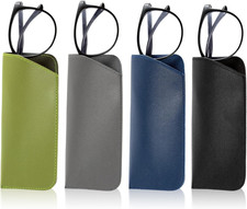 4Pcs Soft Glasses Case Portable Leather Slim Eyeglass Case Thin Glasses Pouch fo