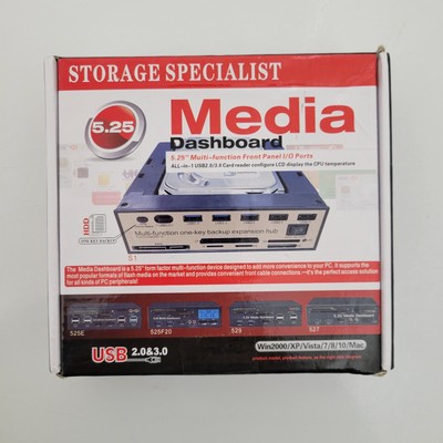 5.25'' Bay Media Center SD Card Reader 8 USB Ports SATA CF ESATA 12V Audio Micro