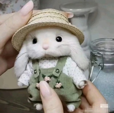 White Small Plush Stuffed Animal Rabbit Toy Bag pack Key Chain Cute