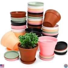 Frcctre 30 Pack 4 Inch Plastic Planter Pots, Small Flower Pots Seedlings Nursery