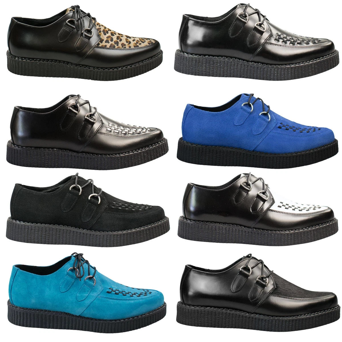 SCARPE DA UOMO Goth Punk Bordel Creepers Bordello Con Zeppa Plateau EUR