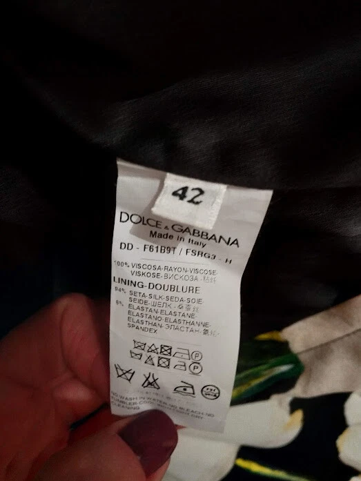 🆓US🛃 Dolce&Gabbana white tulips printed cady black dress IT 42 - Image 2 of 4