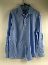 Kenneth Cole Reaction Shirt Men's Size 16.5 34-35 Solid Blue Button Up