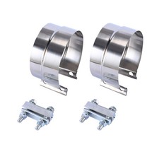 5 Stainless Steel Butt Joint Exhaust Band Clamp Sleeve For Exhaust Pipe 2pcs