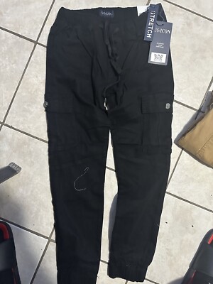 US ICON STRETCH CARGO PANTS Black Unisex Sizes XS,S,M