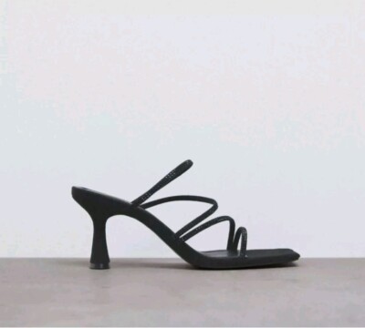 Zara Black heels Sandals with rhinestones size 39 Black Slip-ons