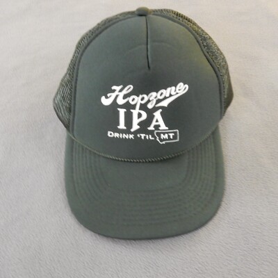Hopzone IPA Beer Trucker Hat Green Snapback Foam Mesh Brewing Montana Logo