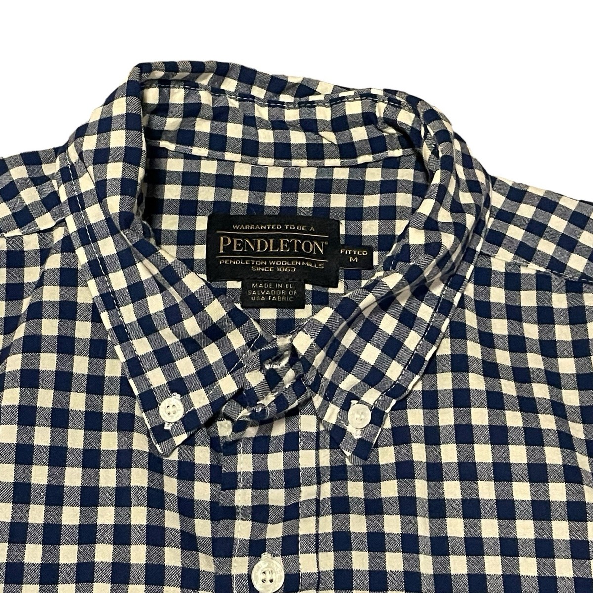 VTG 90s Pendleton Shirt Mens M Blue White Fireside Wool