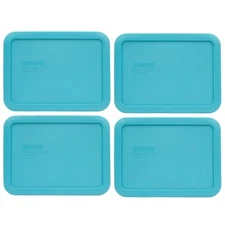 Pyrex 7210-PC Surf Blue Rectangular Food Storage Replacement Lid Cover (4-Pack)