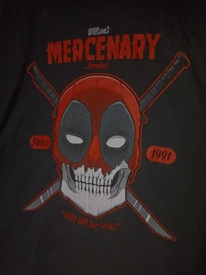 Nerd Block DEADPOOL T-Shirt Wilson's Mercenary Services Size XL Black