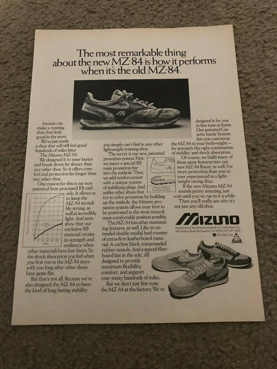 Vintage 1983 MIZUNO MZ-84 Poster Print Ad Running Shoes 1980s RARE