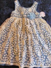 NWT 8 Lipstick Girls Blue Ivory Lace Sleeveless Dress