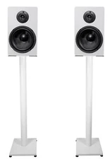 Pair Rockville RockShelf 68W White 6.5" Home Bookshelf Speakers w/37" Stands