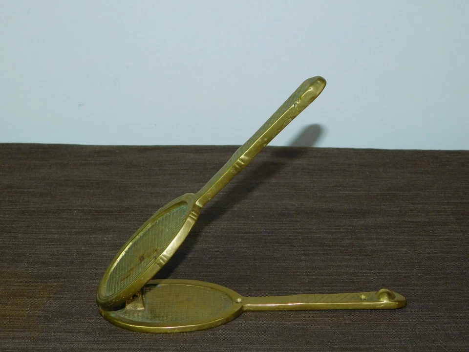VINTAGE KITCHEN 8" LONG BRASS TENNIS RACQUET NUT CRACKER - Image 4 of 4