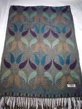 Pashmina Scarf Shawl Wrap Gold & Turquoise & Burgundy India Style 27"x 75" 