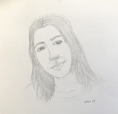 Woman, Face, Portrait 1, Original Pencil Drawing, Signed, Art, 13x13.5 inches