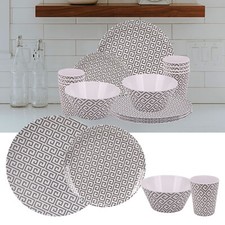 16pcs Melamine Dinnerware Set Geometric Design Party Tableware Picnic Camping