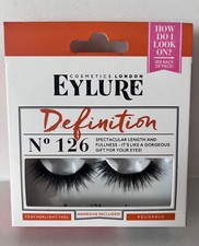 Image of Eylure Definition Reusable Strip Lashes No.126 with Adhesive - BOLD BLACK