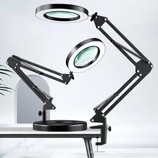 Magnifier LED Lamp 10X Magnifying Glass Desk Table Light Reading Lamp With Base