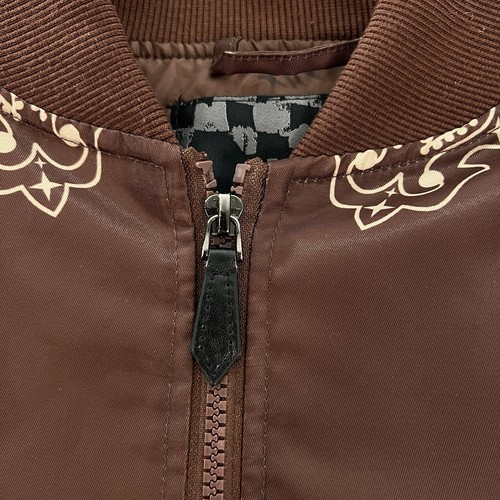 REBEL VENGEANCE Scull & Bones Jacket Mens S Y2K 90s Inspired Bomber Brown Urban - Picture 10 of 15