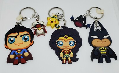 Six Flags Magic Mountain Justice League Keychain LotBatman,Superman,Wonder Woman