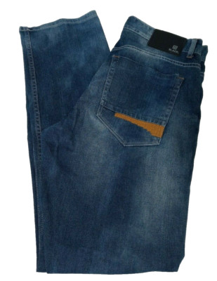 Men's Rue 21 CJ Black Premium Boot Jeans Flex Distressed Tag 32x32 Actual 34x32 