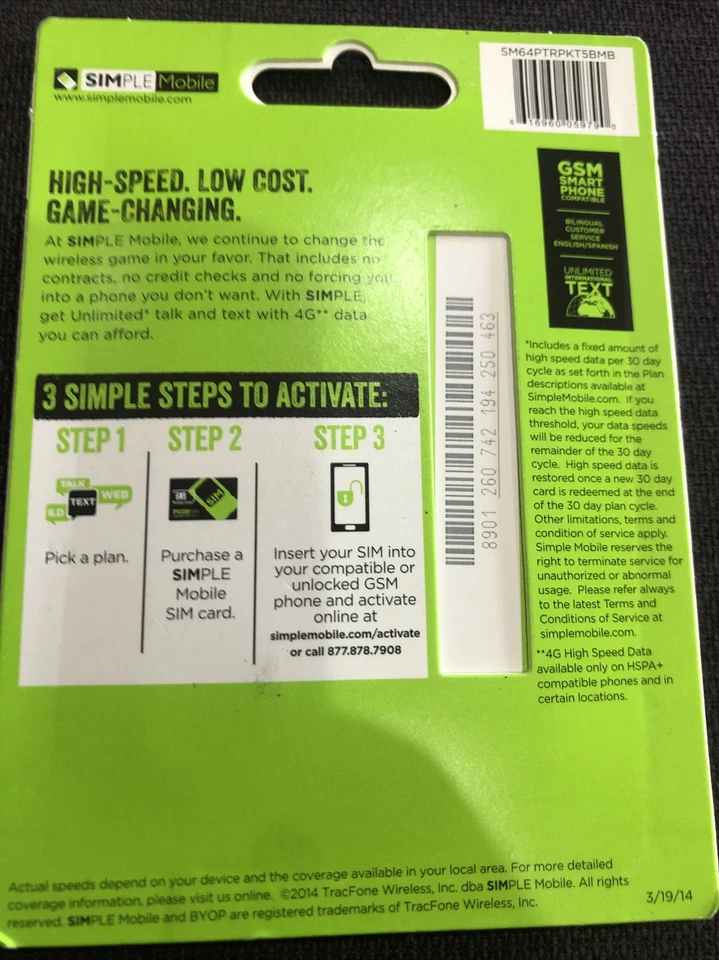 Preloaded Simple Mobile Sim Card INCLUDE - Image 4 of 4